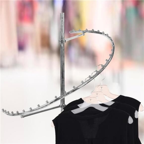 Sleek Chrome Spiral Clothing Rack - 29 Ball Retail Clothing Display Stand - 63"H - Picture 4 of 8